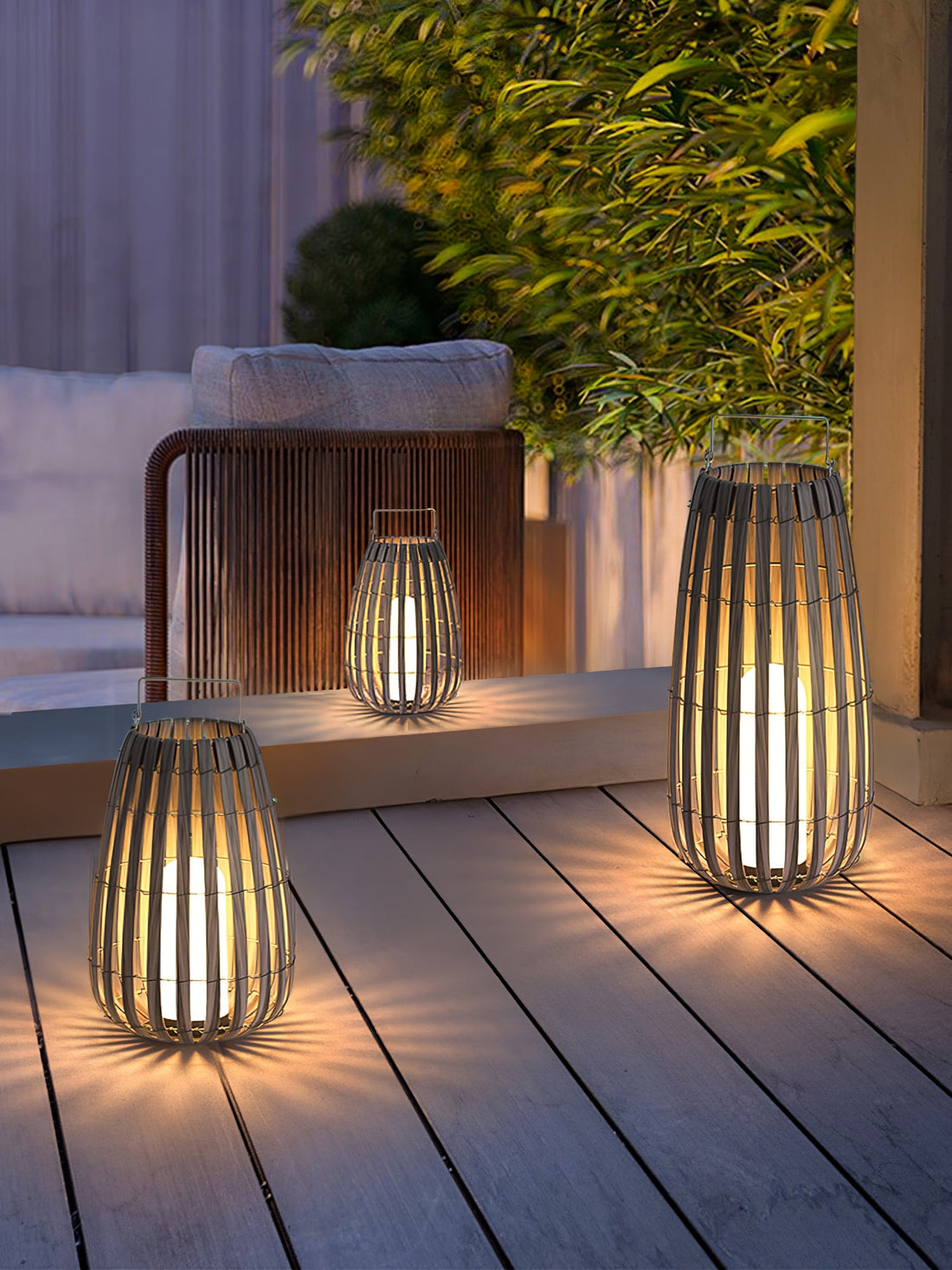 Tropic Braid Outdoor Lamp - Faux-Rattan Metal Waterproof