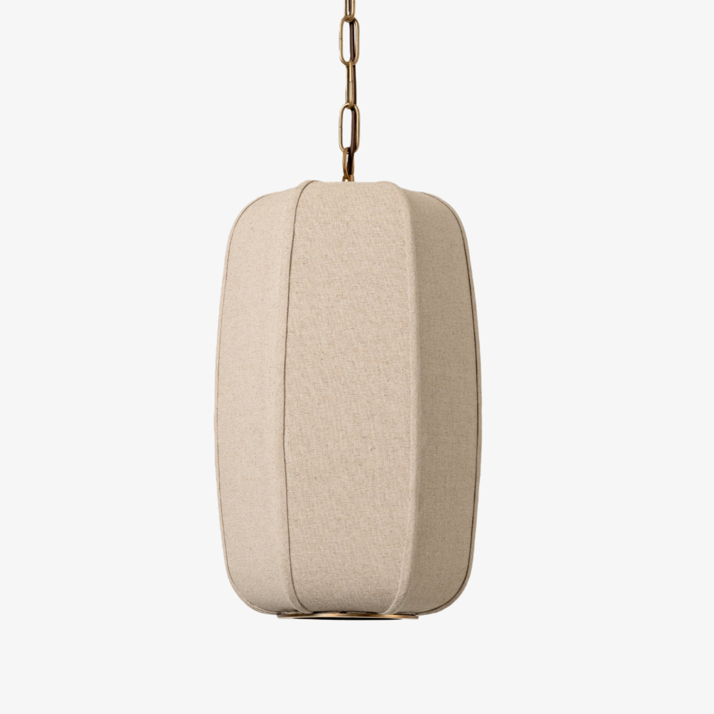 Loomis Tall Pendant – Textured Linen Shade Aged Brass Pendant for Dining Room and Kitchen
