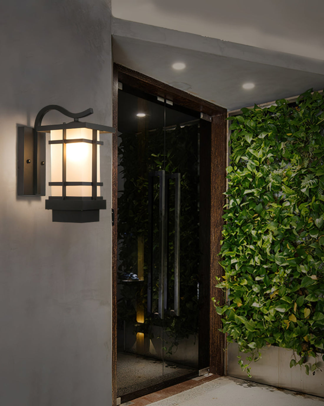 Lantern Wall Lamp - Frosted Outdoor Light for Porch & Patio