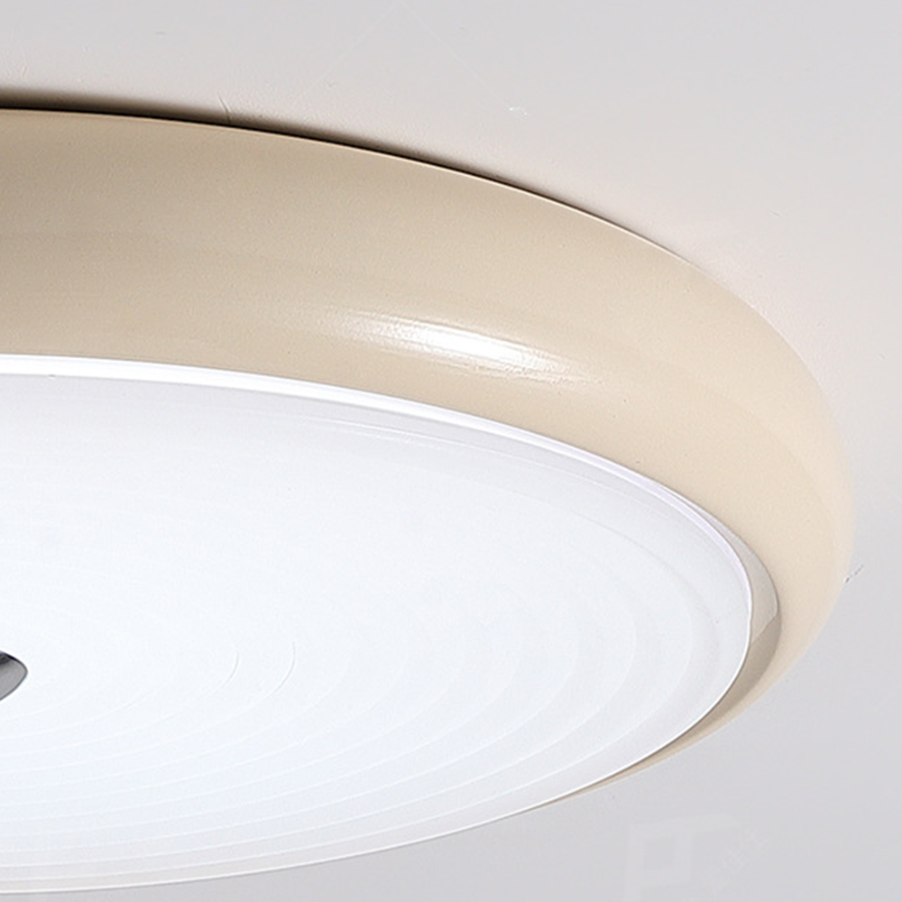 French Cream Ceiling Light - Disc-shaped Fixture for Bedroom