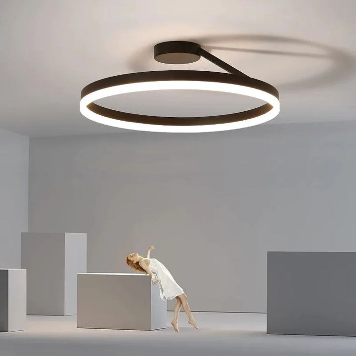 Metal Circle Ceiling Light - Minimalist LED Lamp for Living Room