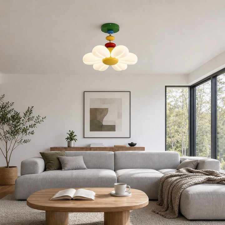 Flower lamp in a bright living room