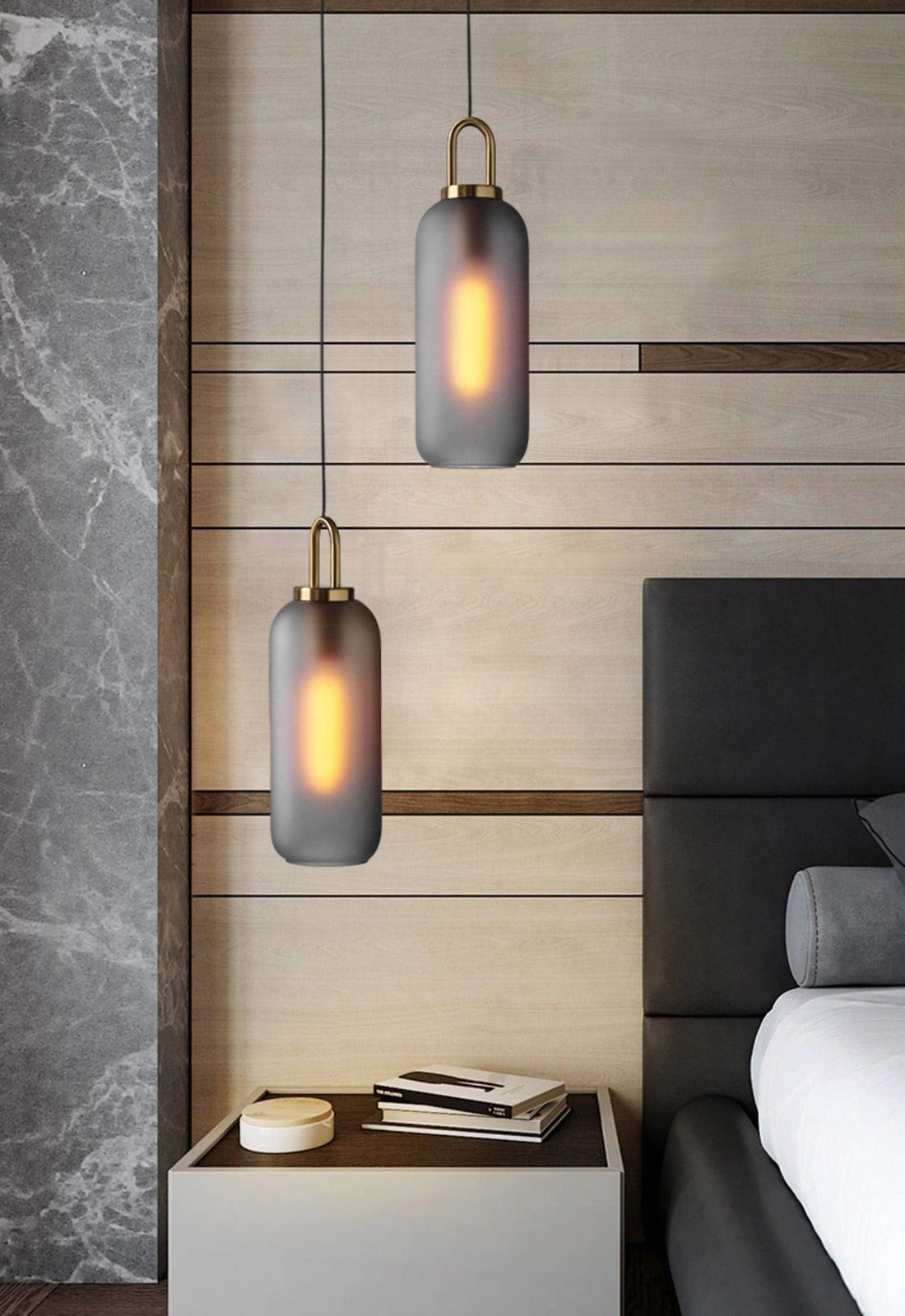 Kupferbeschichtete Glas-Plug-in-Hängeleuchte mit Kabel