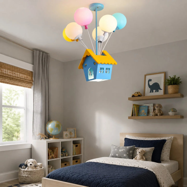 Colorful Balloon House LED Pendant Light for Kids Rooms