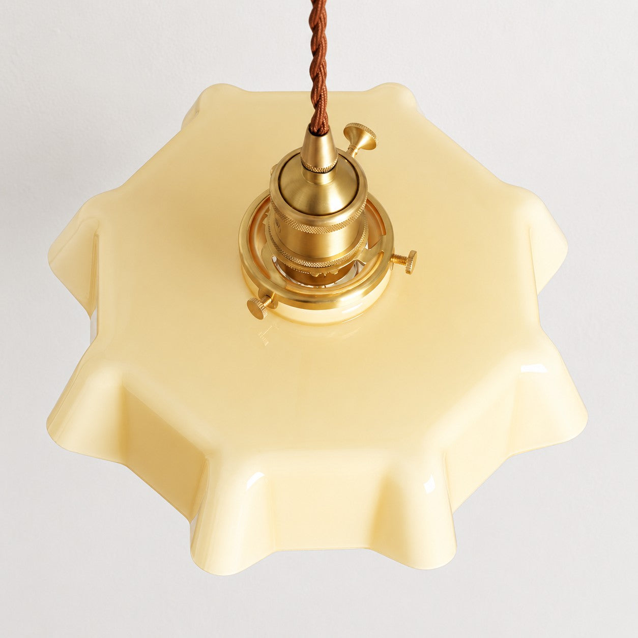 Pleated Glass Antique Brass Plug-In Swag Pendant