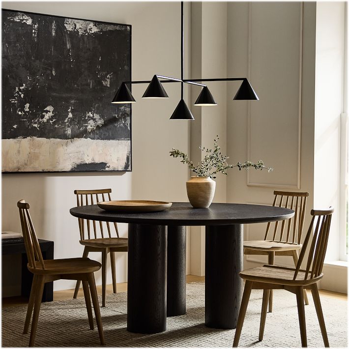 Brivana Modern Metal Chandelier - Black Cone Pendant Lamp for Office