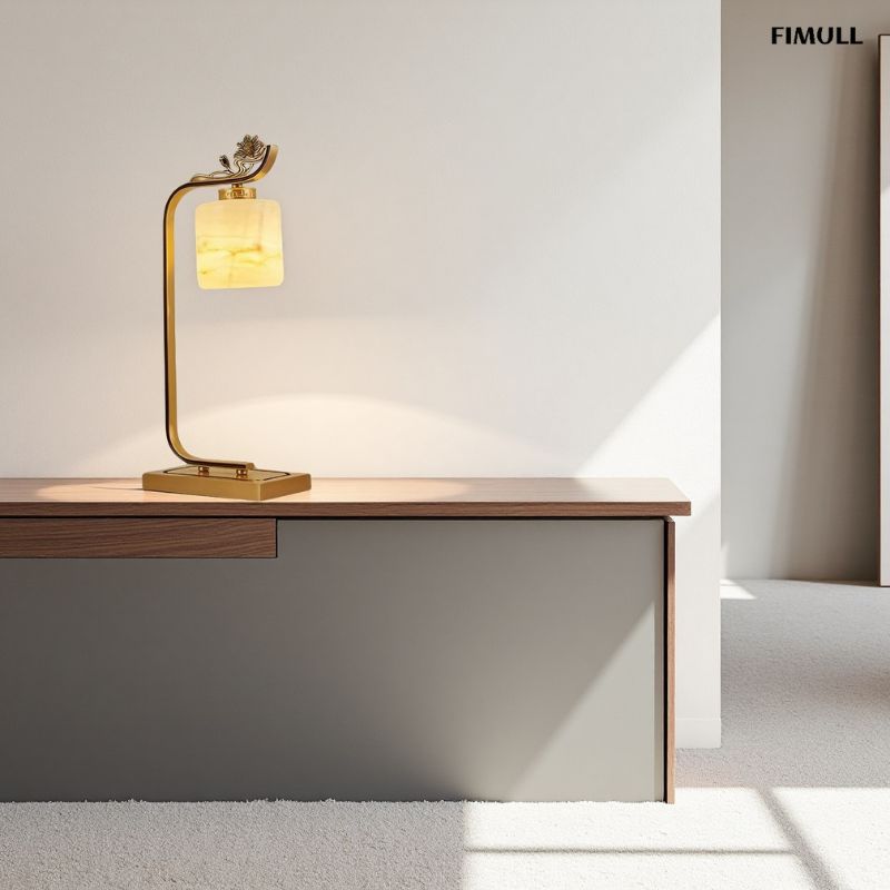 Moderner Eleganter Lotus aus Kupfer Tischlampe