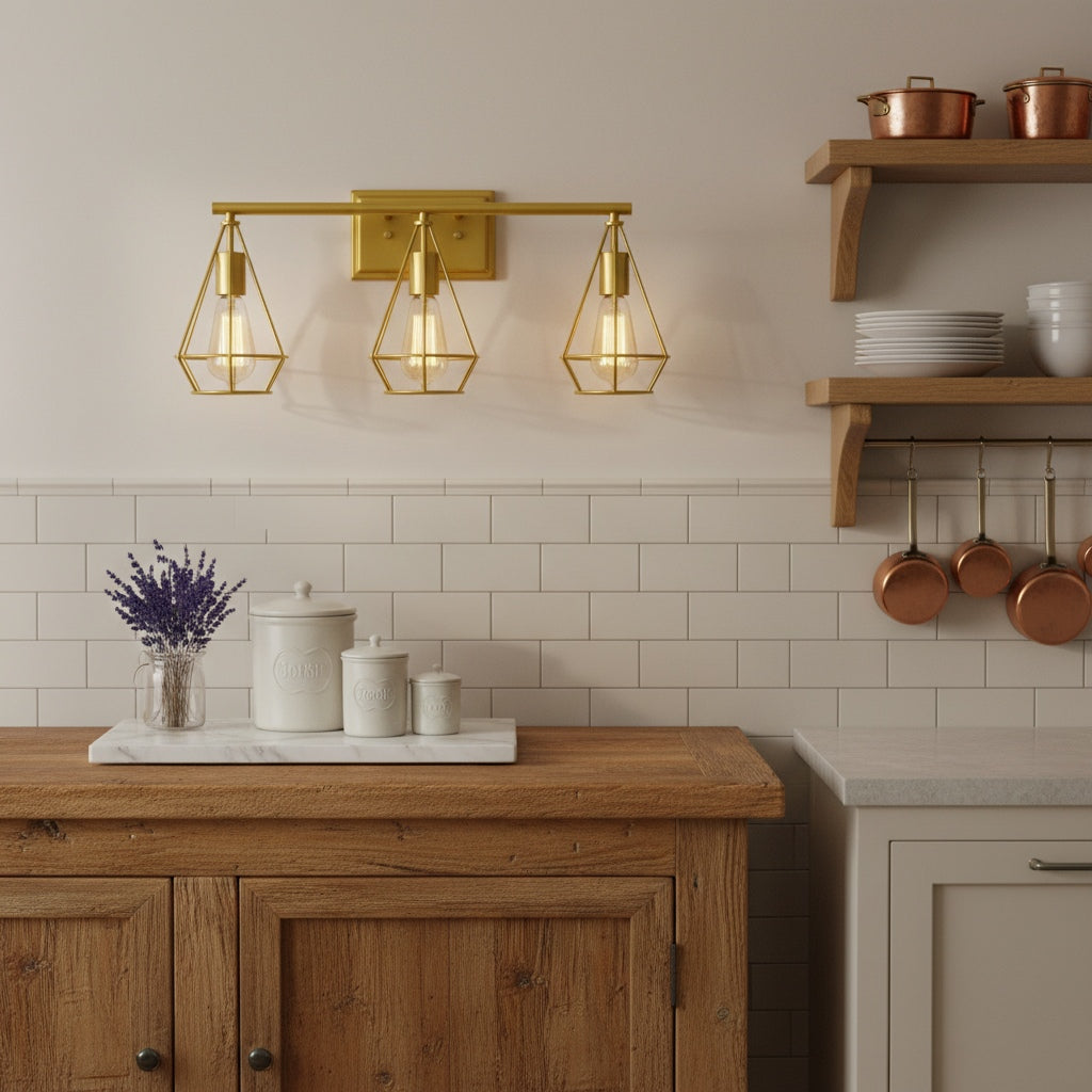 Solanivelo Retro Metal Wall Light with Diamond Hollow Shades for Kitchen Island