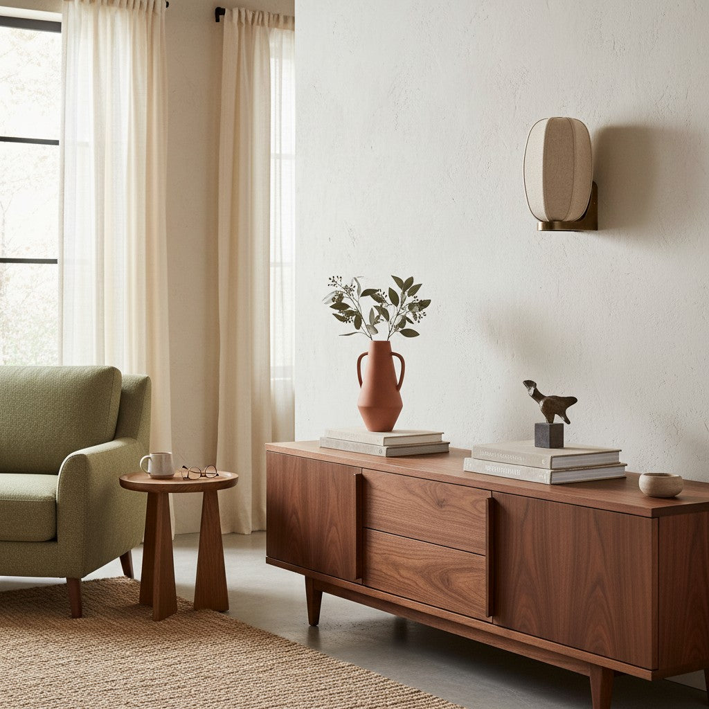 Loomis Wall Light with Art‑Deco Linen Shade Modern Wall Sconce for Living Room and Hallway