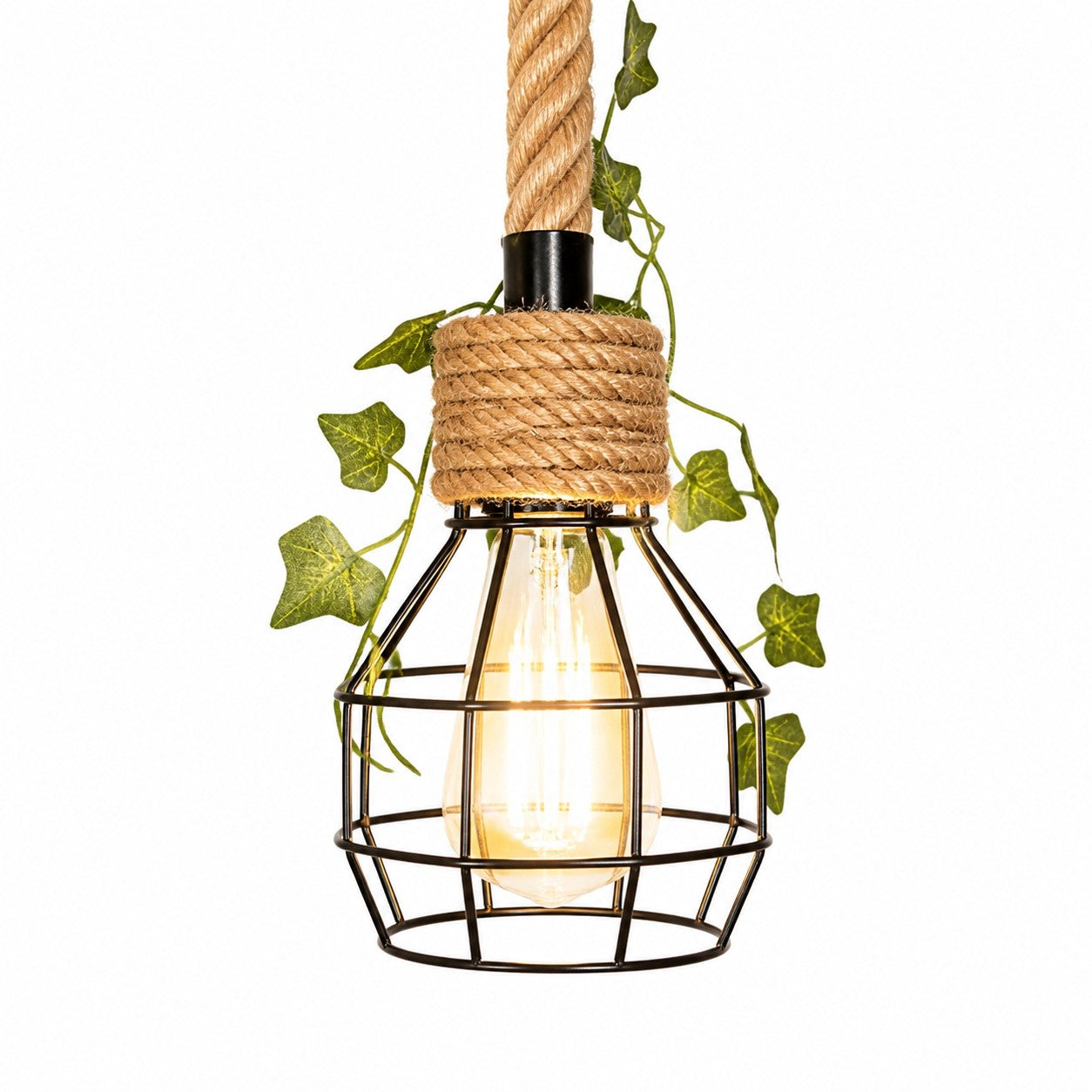 Rope-Wrapped Industrial Ring Chandelier