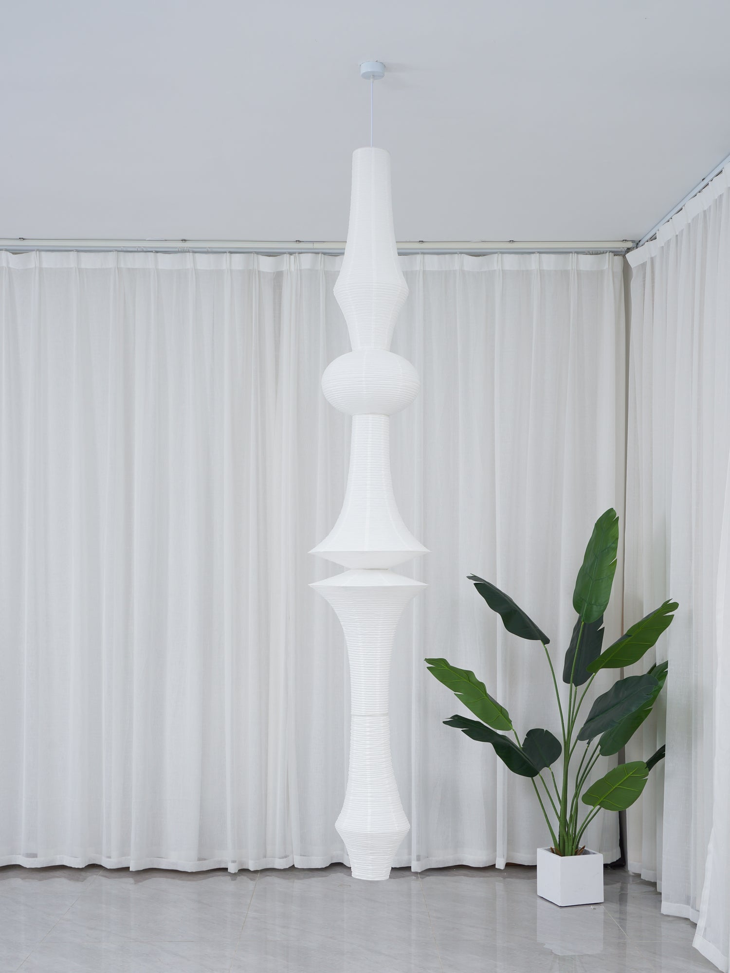 Washi Paper Pendant Light - Japanese Handcrafted Lamp for Living Room