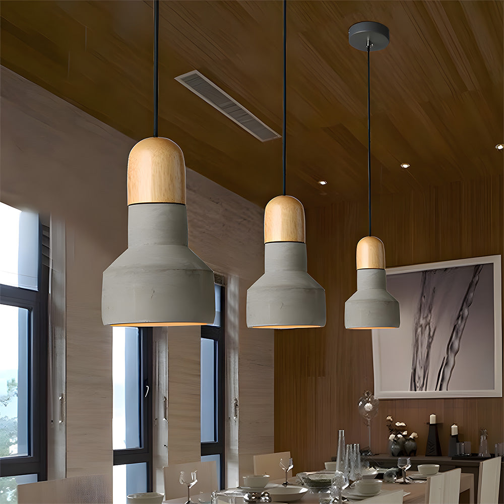 Colorful Minimalist Pendant Light - Cement Fixture for Living Room