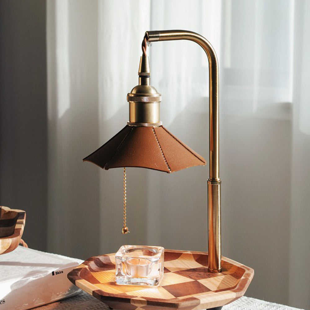 Retro Wood Table Lamp - Aromatherapy Candle Holder with Vintage Charm