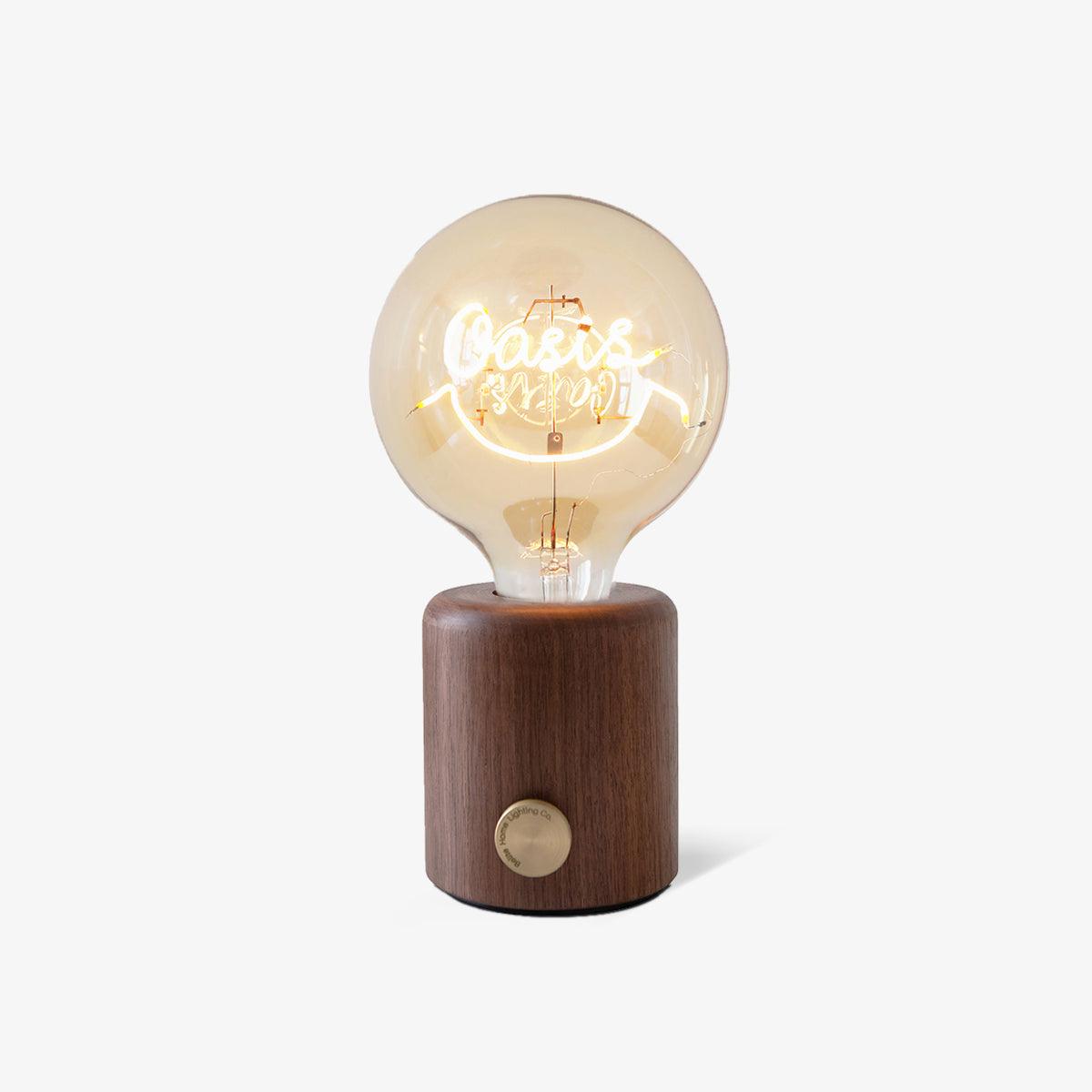Smiley Tischlampe - LED-Lampe aus Walnuss und Marmor für Schlafzimmer und Büro