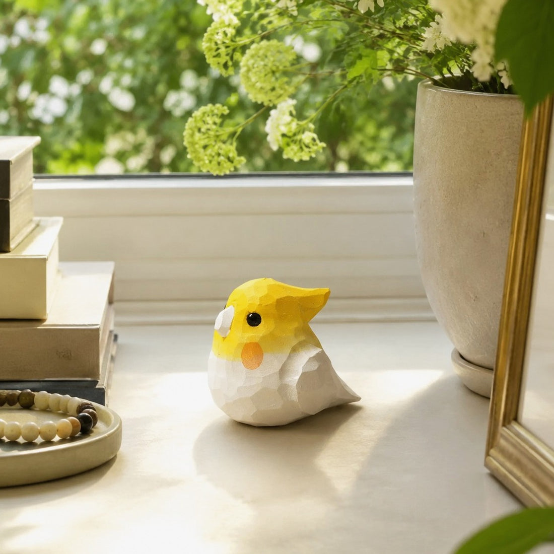 Cute Carved Wooden Bird Ornament