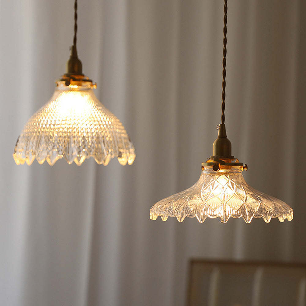 Vintage Glass Pendant Light - Disc Design Fixture for Dining Entryway
