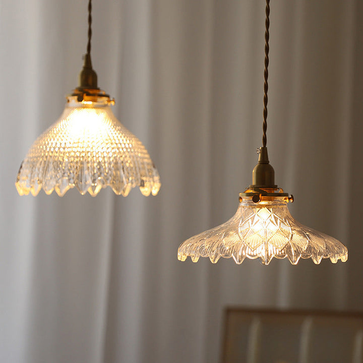Vintage Glass Pendant Light - Disc Design Fixture for Dining Entryway