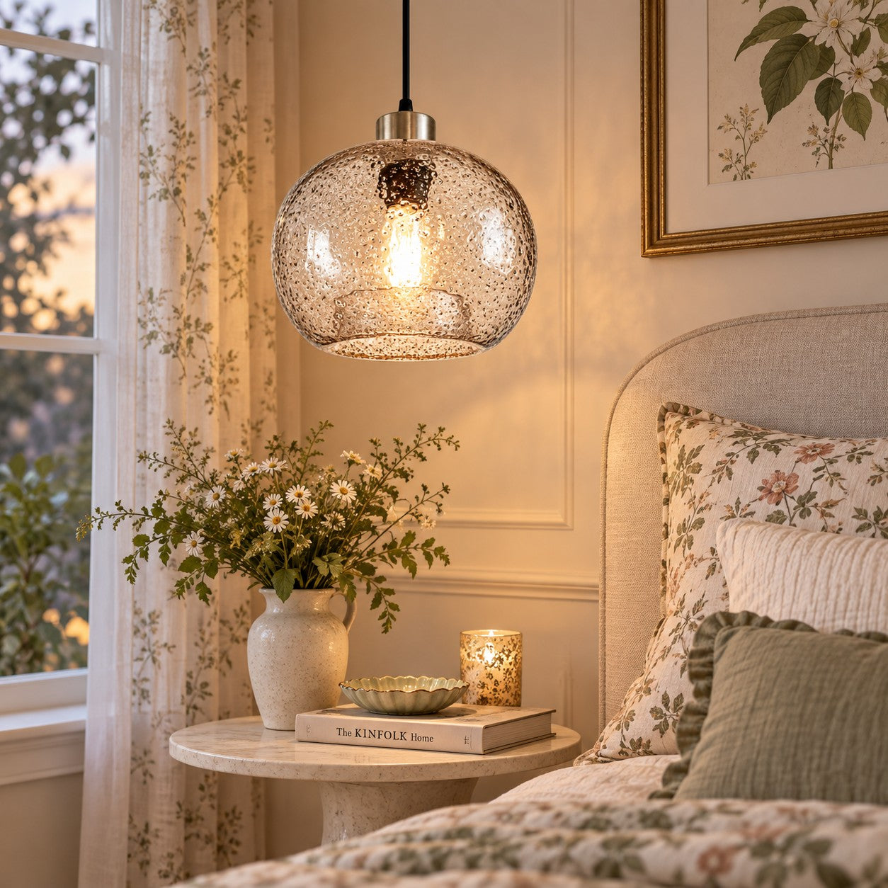 Modern Rustic Glass Pendant Light for Dining Room