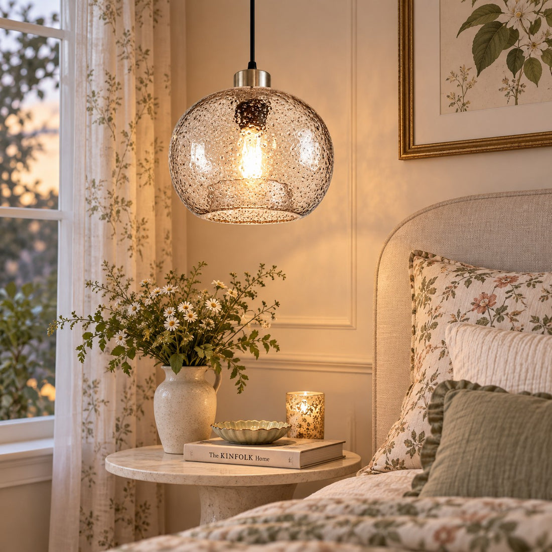 Modern Rustic Glass Pendant Light for Dining Room