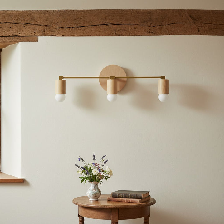 Mobilux Line Wood and Vanity Light - Bohemian Bathroom Lighting Fixture