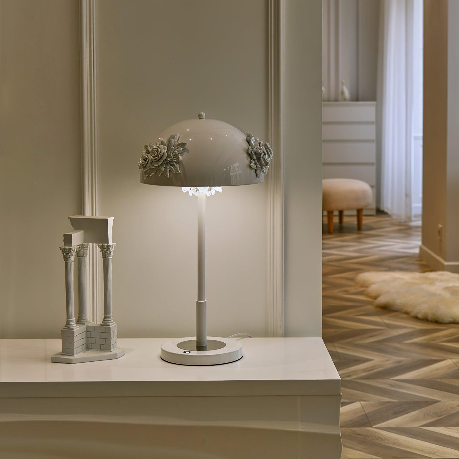 Table Lamp with Built-in Battery - Artistic Floral Light for Room