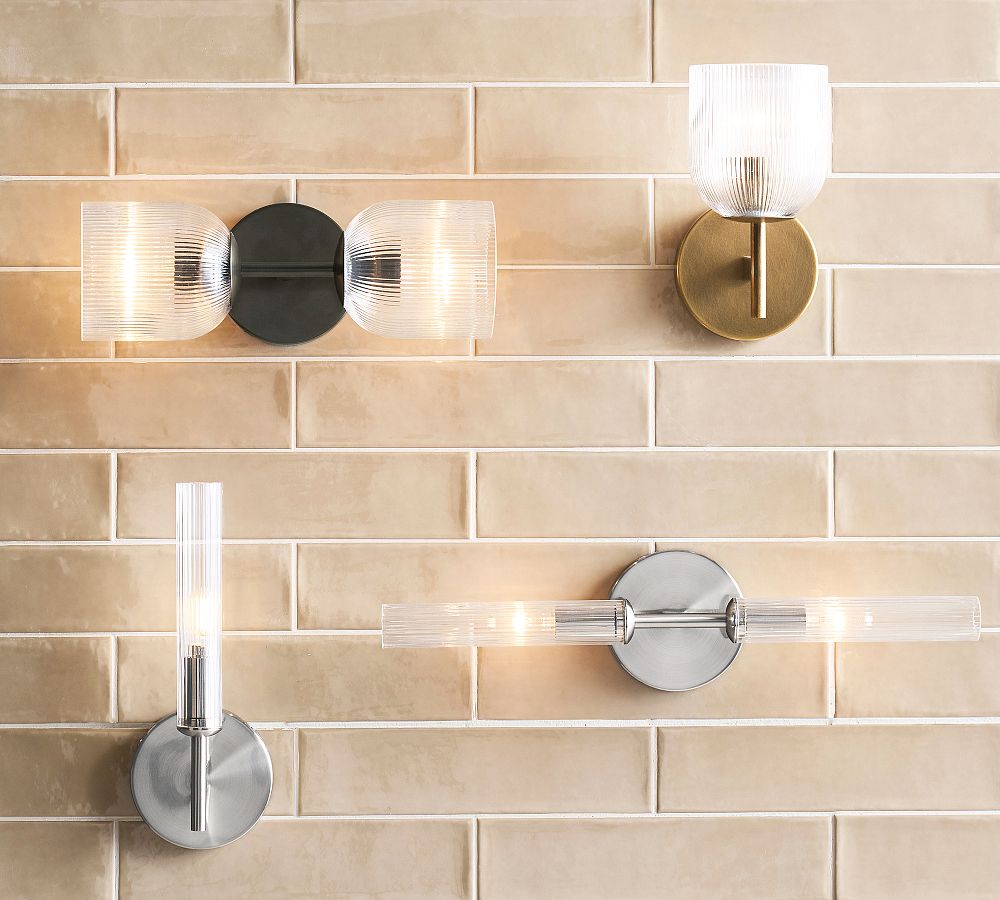 Bravira Ribbed Glass Wall Lamp - Tube Metal Light in Classic Finishes