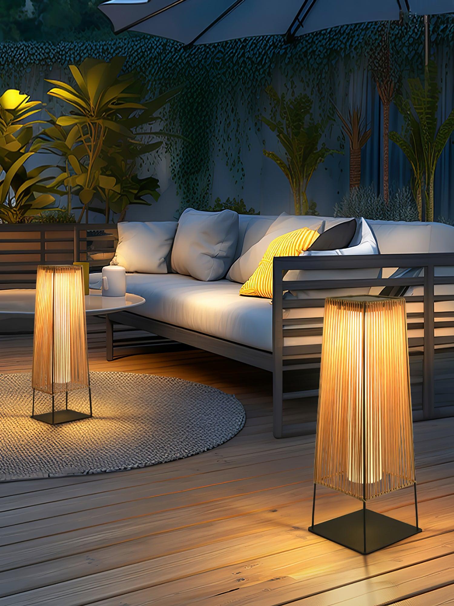 Plastic Rattan Outdoor Post Light - Solar Post Lamp Ideal