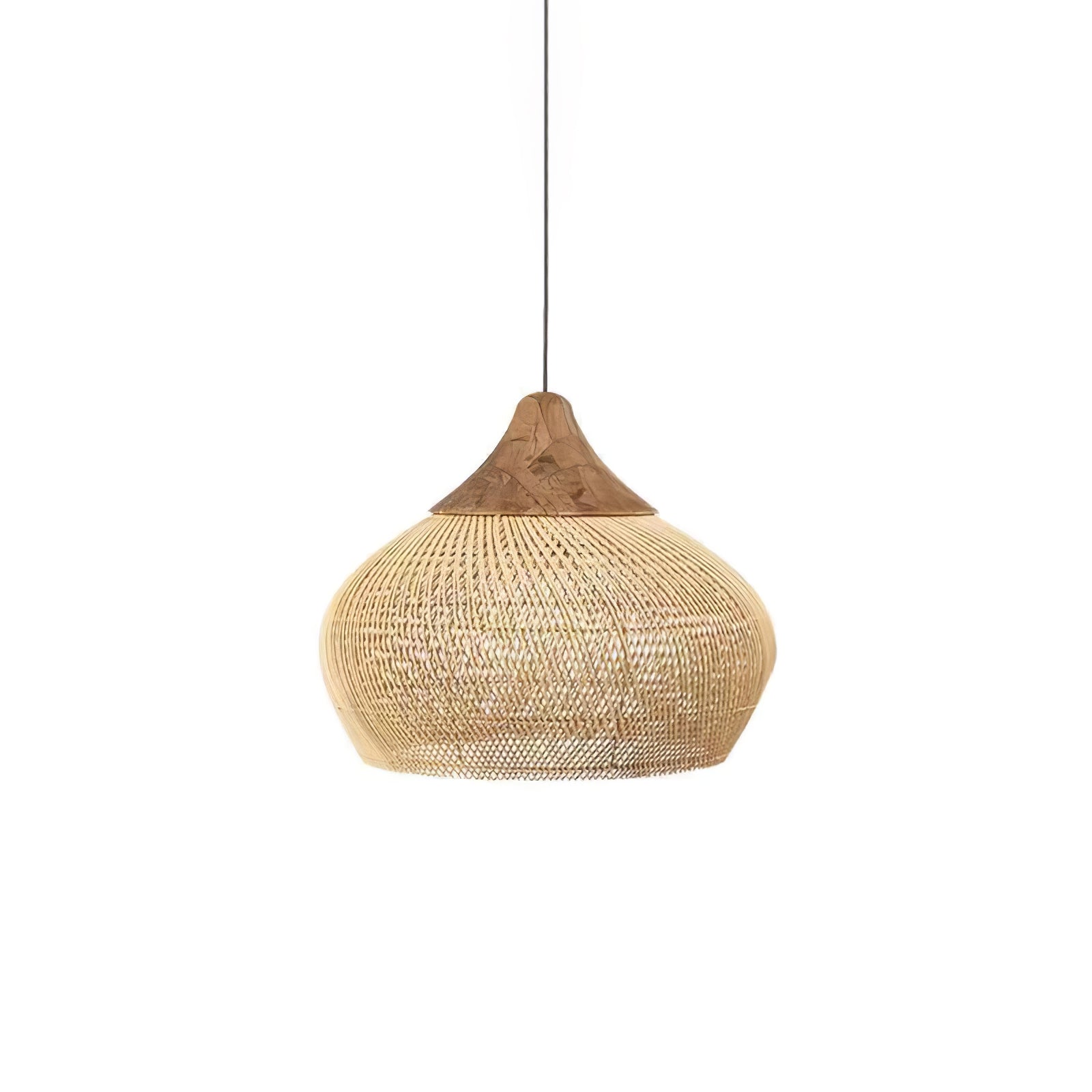 Woven Rattan Wood Plug-In Pendant Light