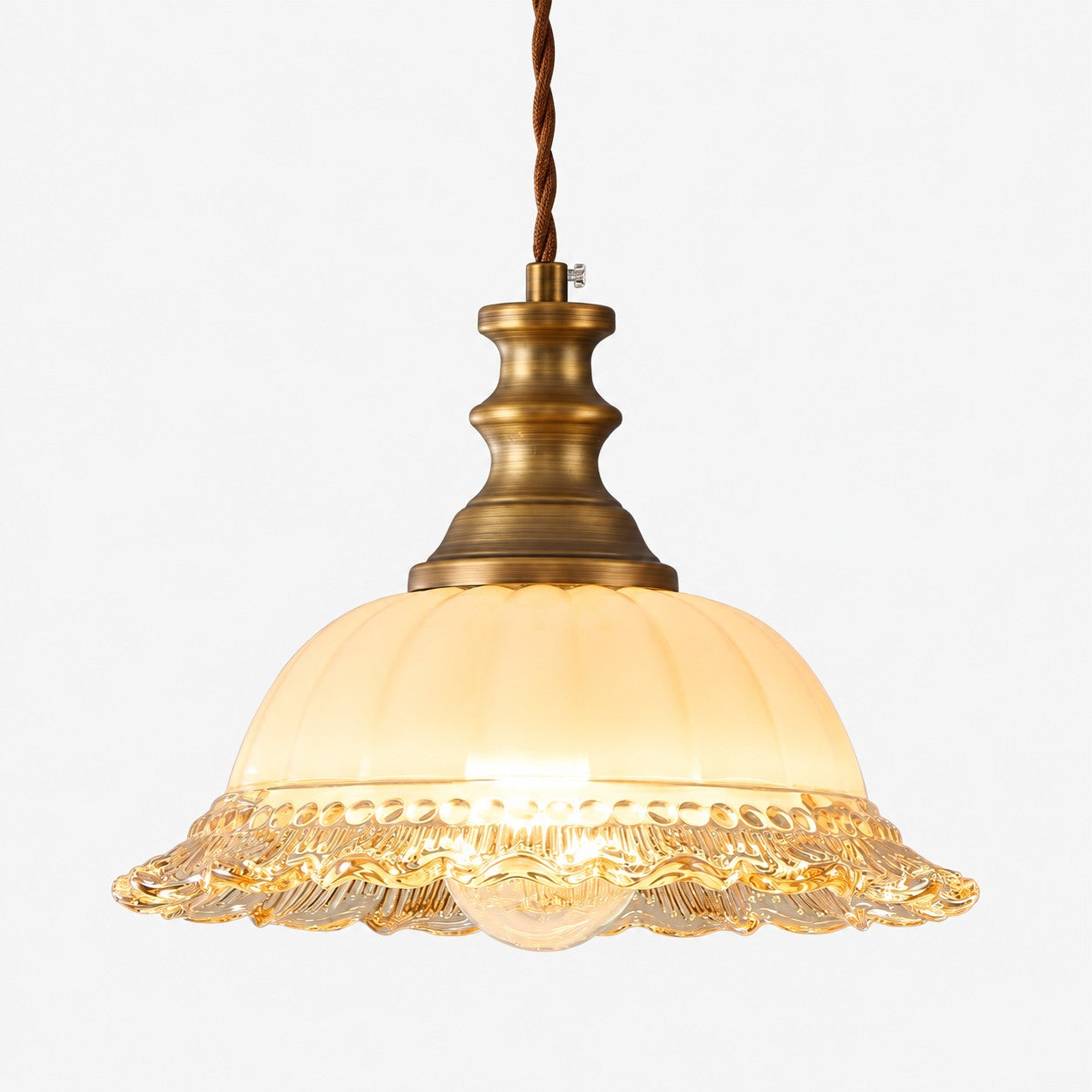Vintage Fluted Glass Pendant Light for Kitchen & Dining
