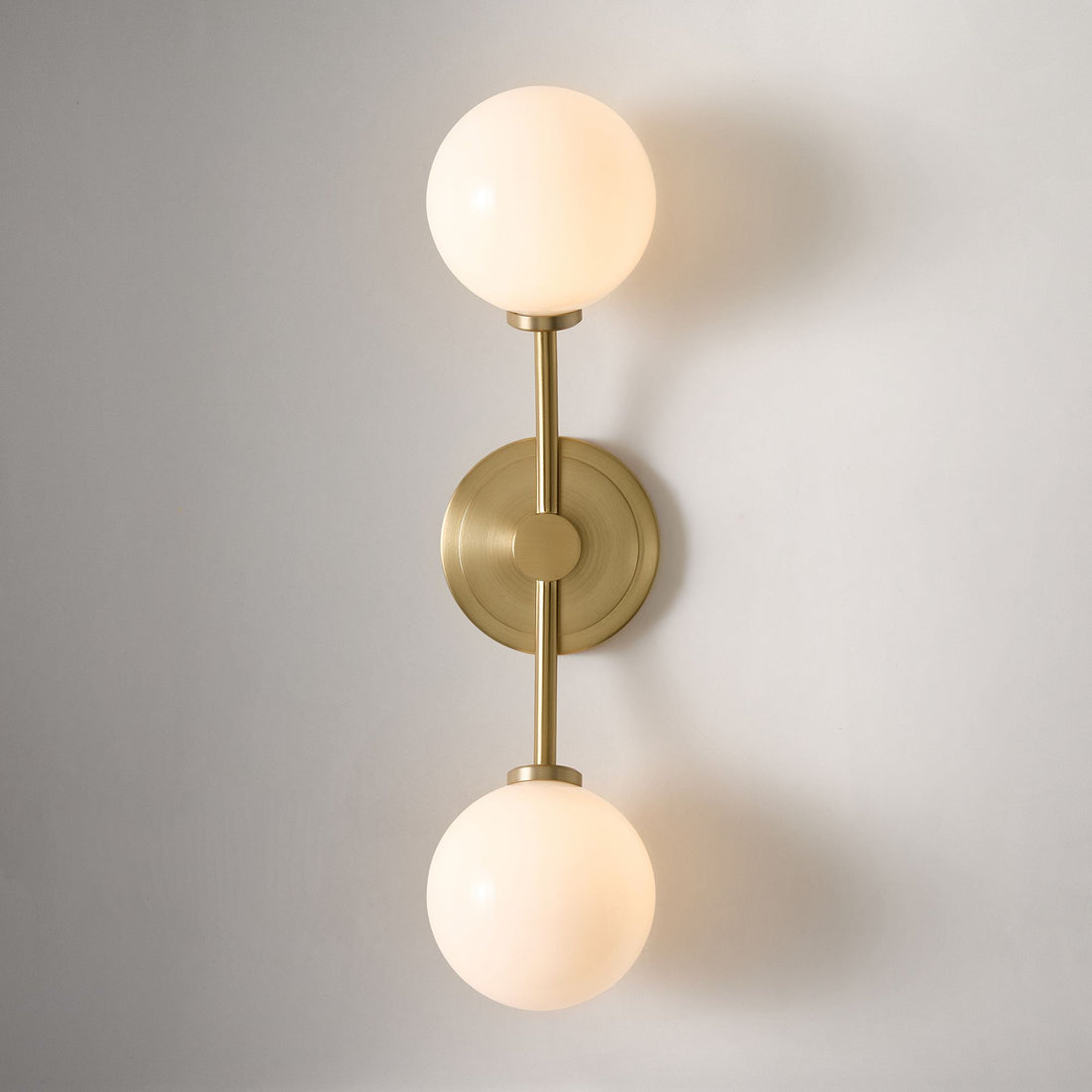 Arden Glass 2 Light Iron Wall Sconce - Modern Curved Design for Bathroom or Hallway
