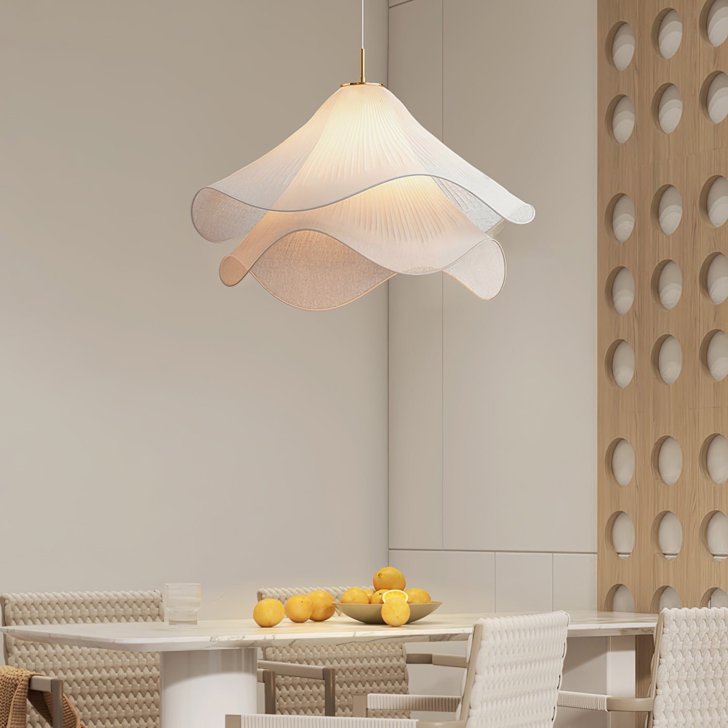 Ethereal Bloom French Floral Pleated Fabric Pendant Light