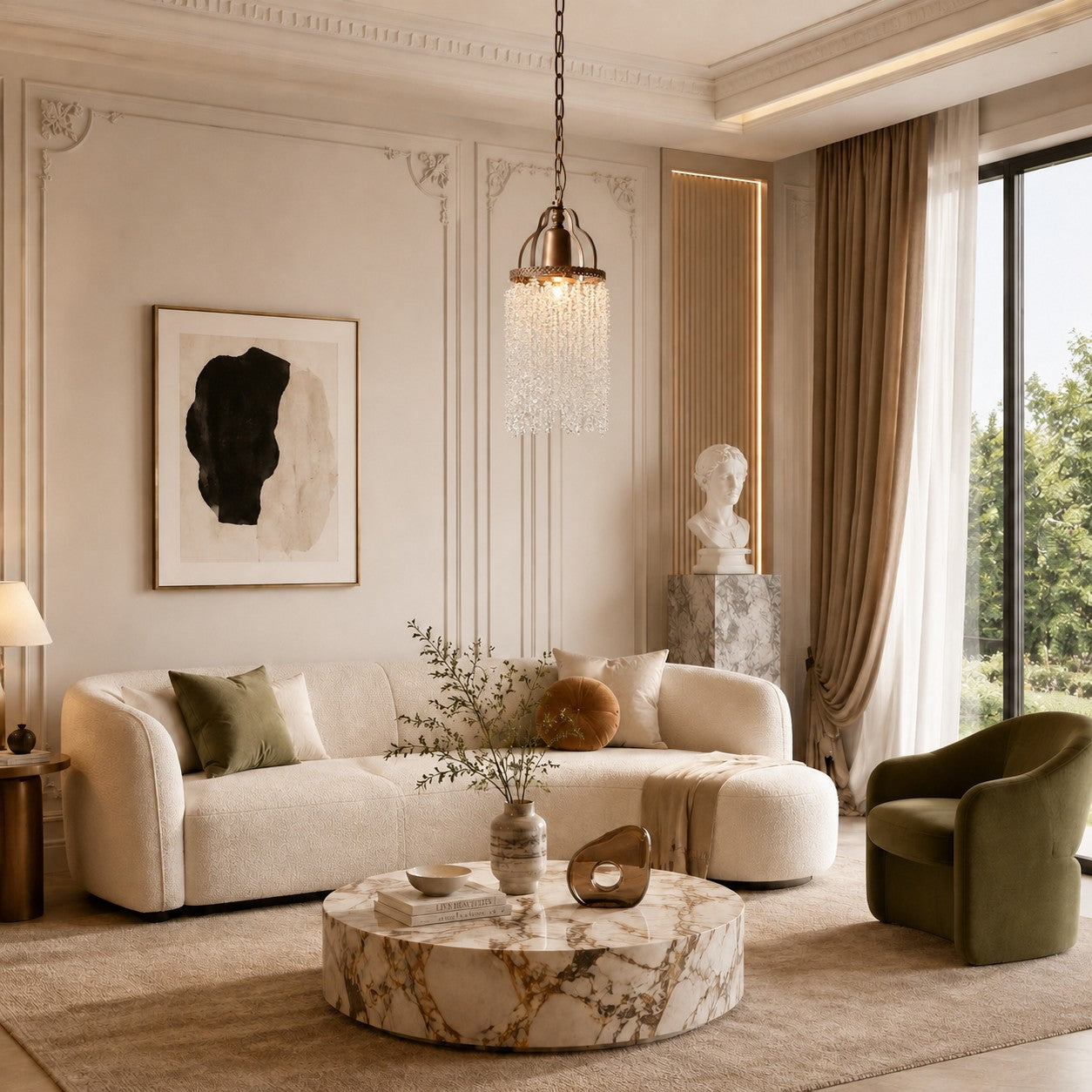 Vintage Crystal Fringe Pendant Chandelier