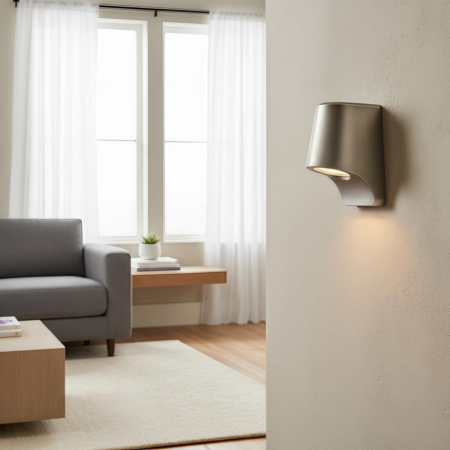 Rivathis Minimalist Metal Pewter Wall Lantern — Stylish Porch Fixture Ideal for Entry or Garden