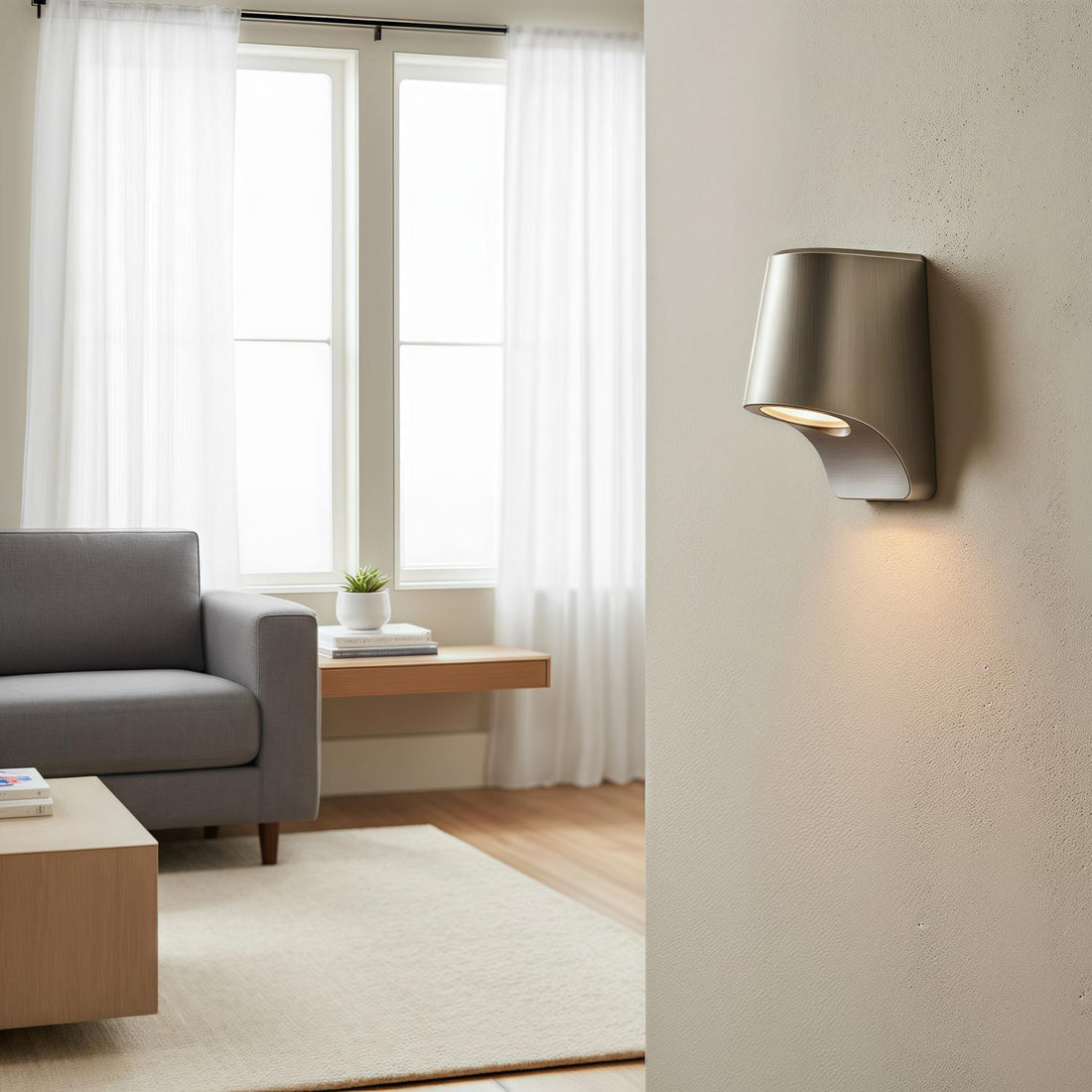 Rivathis Minimalist Metal Pewter Wall Lantern — Stylish Porch Fixture Ideal for Entry or Garden