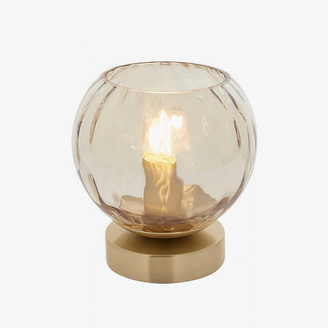Tracian Modern Dimple Globe Table Lamp – Brass Ambient Decorative Lamp for Bedroom or Lounge