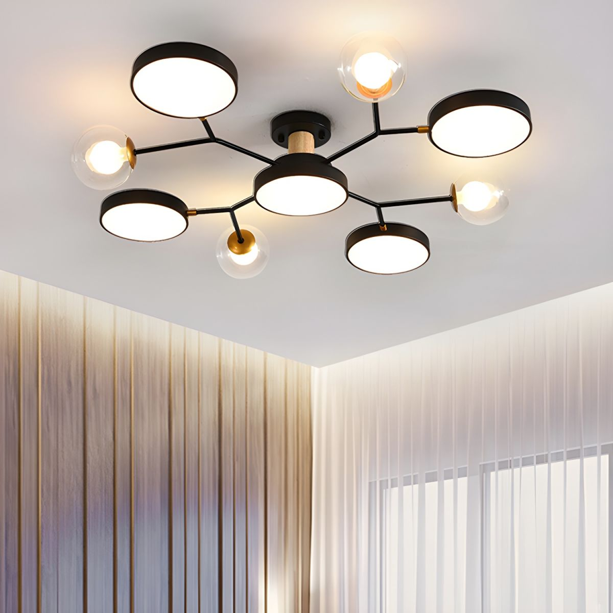 Branch LED Acrylic Ceiling Lamp - Creative Disc Design for Living Room