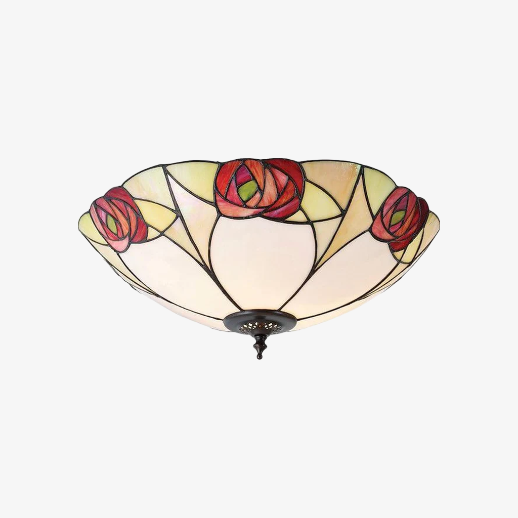 TF Ingram Handcrafted Stained Glass Ceiling Lamp – Vintage Art Deco Tiffany Light for Dining Room