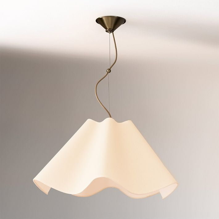 Oslan Ivory Linen Pendant Light - Scalloped Shade Modern Ceiling Lamp