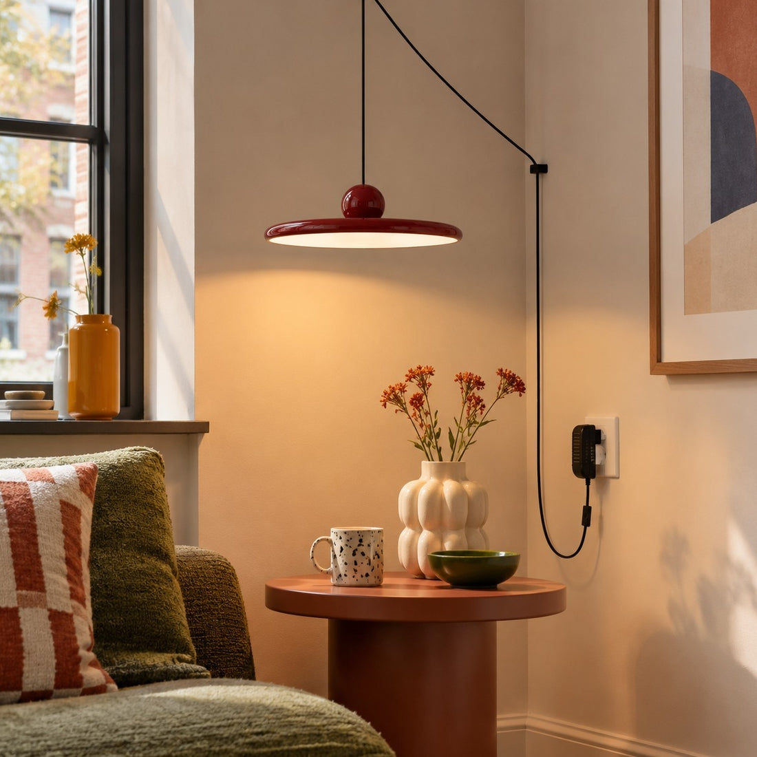 Acrylic Disc Plug-In Pendant Light