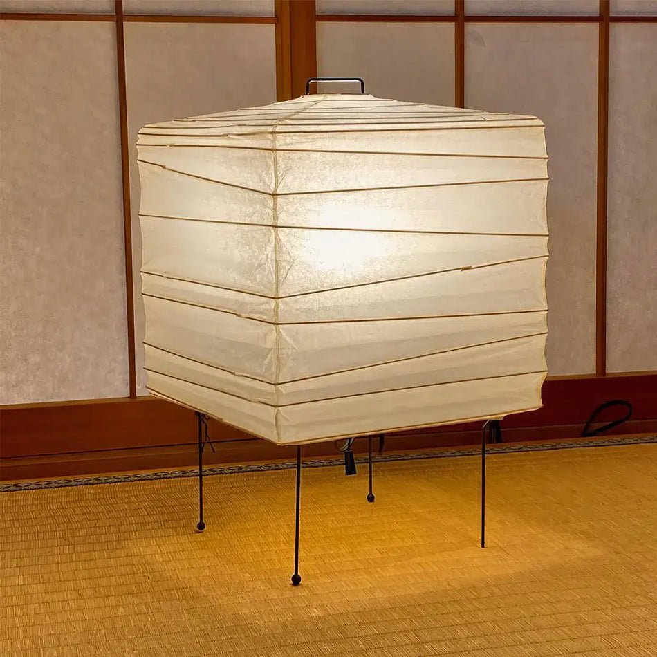Minimalist Cube Table Lamp - Paper Lantern Inspired Lamp for Bedroom
