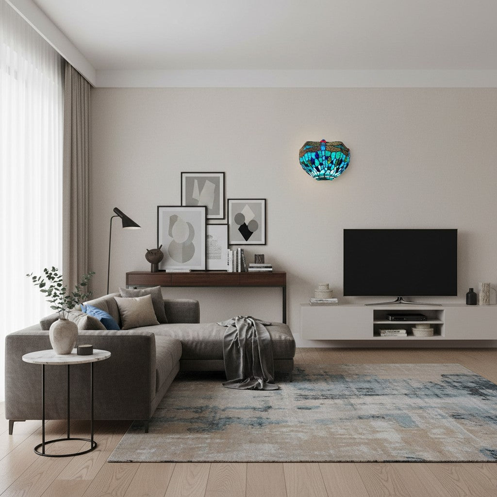 TF Dragonfly Pattern Wall light – Classic Hand-Cut Stained-Glass for Hallways & Bedrooms