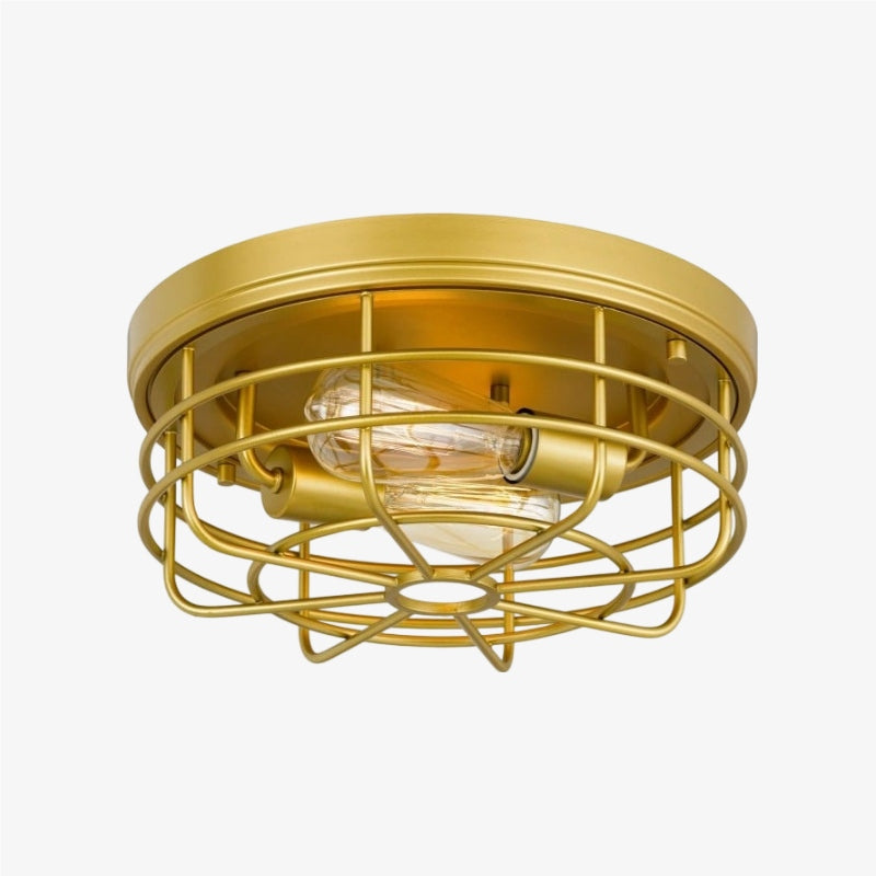 Gridray Round Metal Cage Ceiling Lamp Industrial Style – Indoor Lighting for Kitchen Entryway