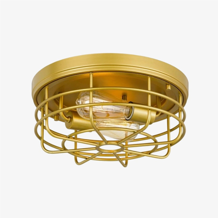 Gridray Round Metal Cage Ceiling Lamp Industrial Style – Indoor Lighting for Kitchen Entryway