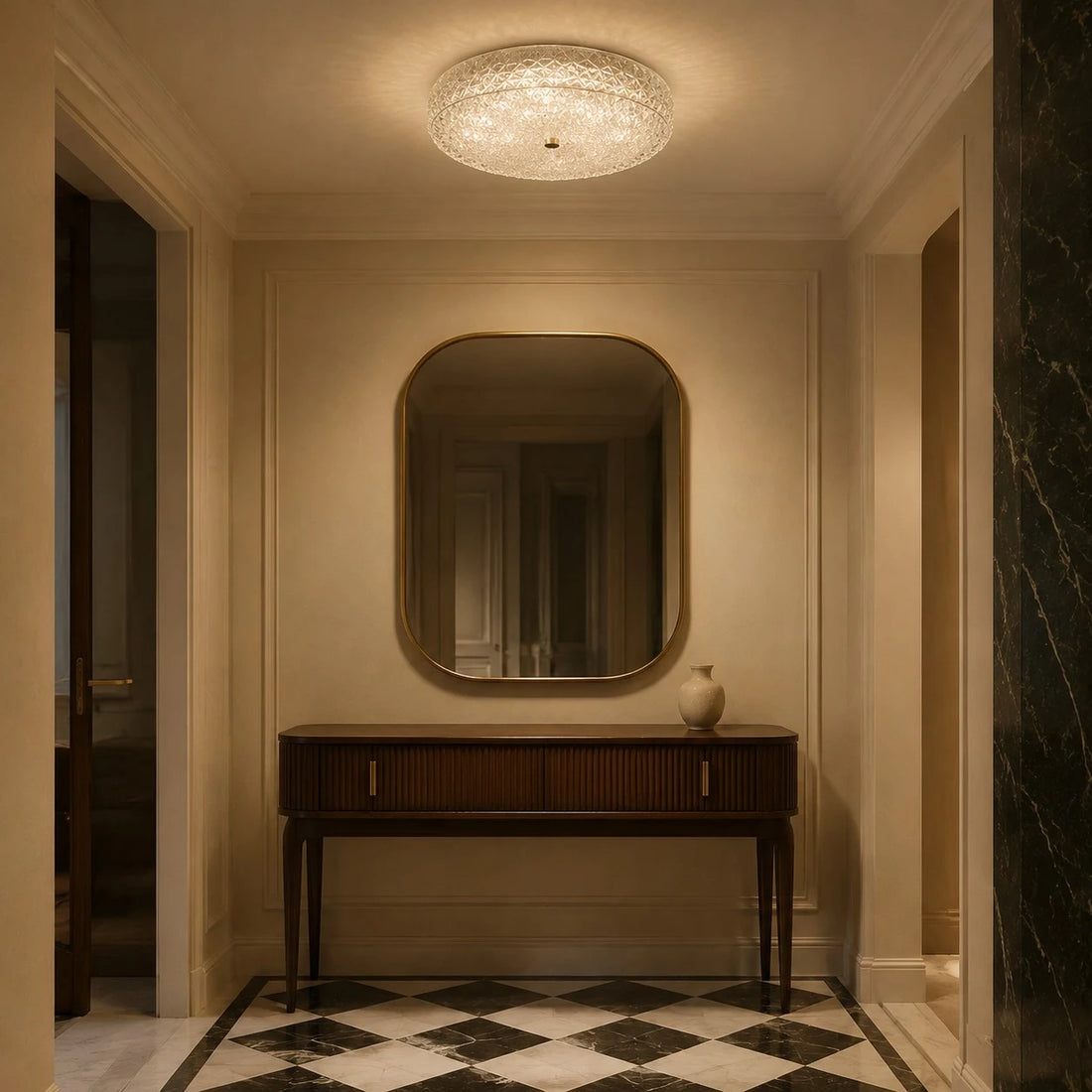 Modern Cut Glass Flush Mount Ceiling Light