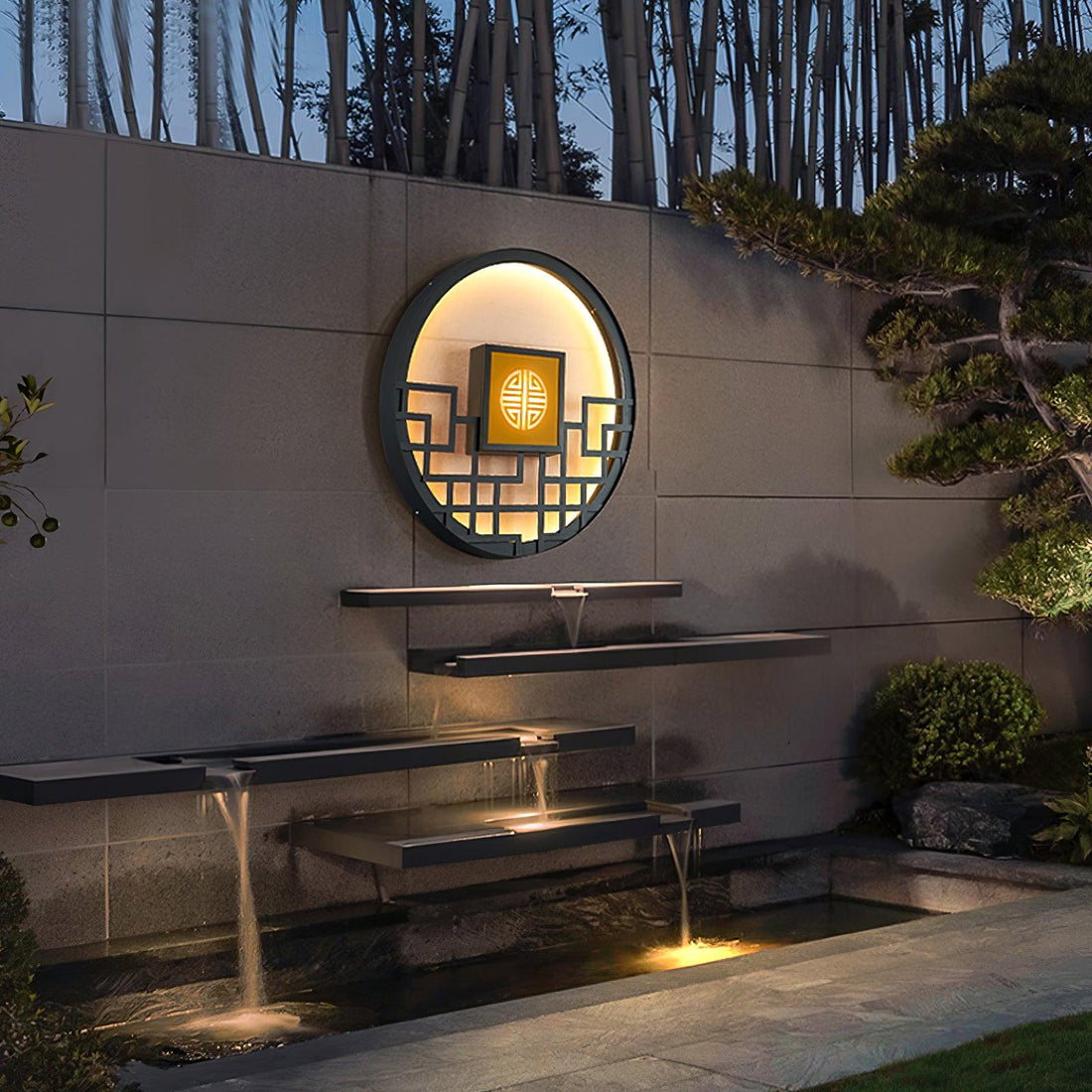 Classic Round Outdoor Light -  Hollow Pattern Wall Decor Lamp