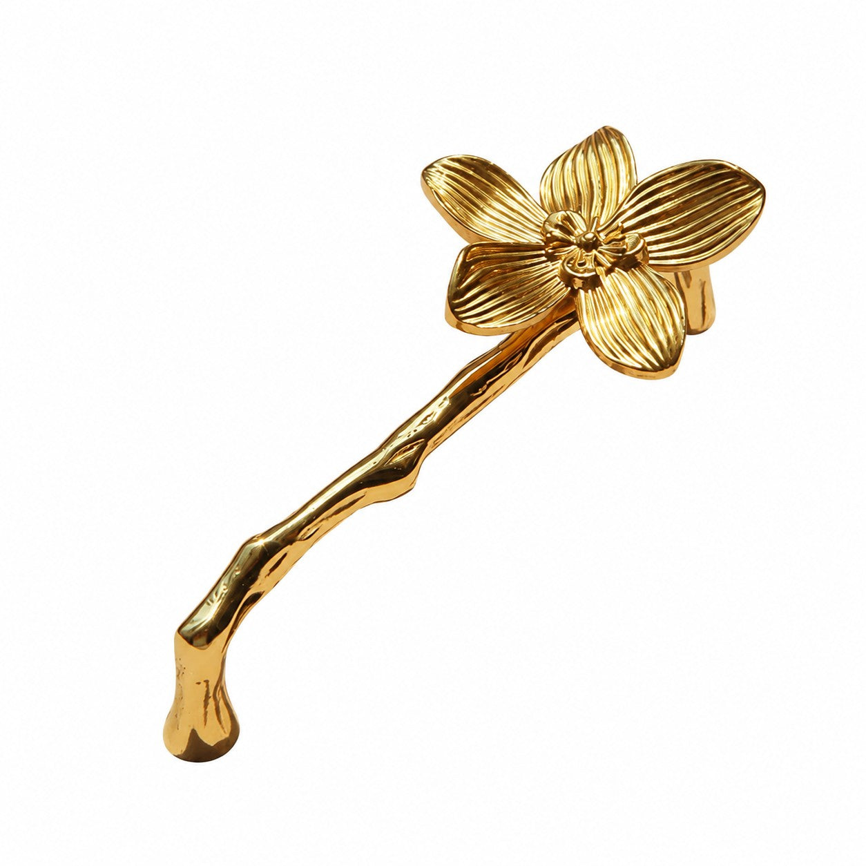 Five-Petal Flower brass cabinet handle with 5.0 in c-c / 12.8 cm c-c mounting