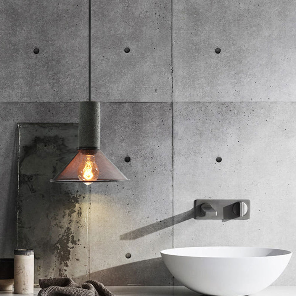 Iron Pendant Light - Modern Grey Industrial Hanging Lamp