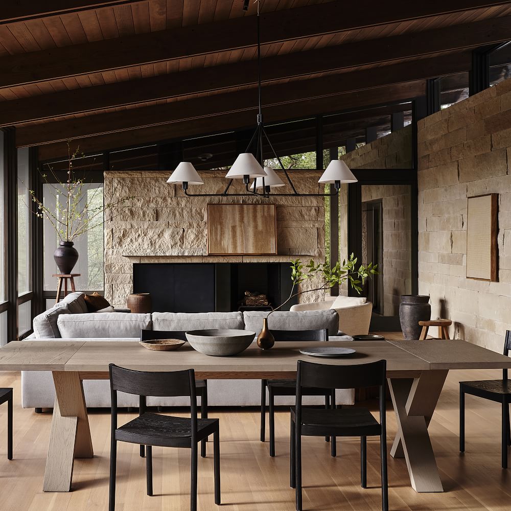 Diora Chandelier - Modern Metal Fixture with Linen Shades