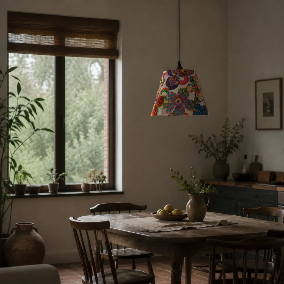 Colorful Floral Fabric Pendant Lamp