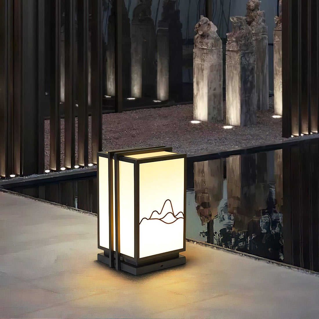 Mountain Outdoor Post Light - Stainless Steel Acrylic Minimalist Lamp